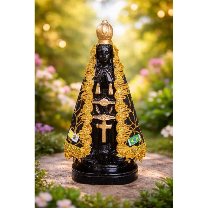Imagem Nossa senhora Aparecida com manto veludo 20cm
