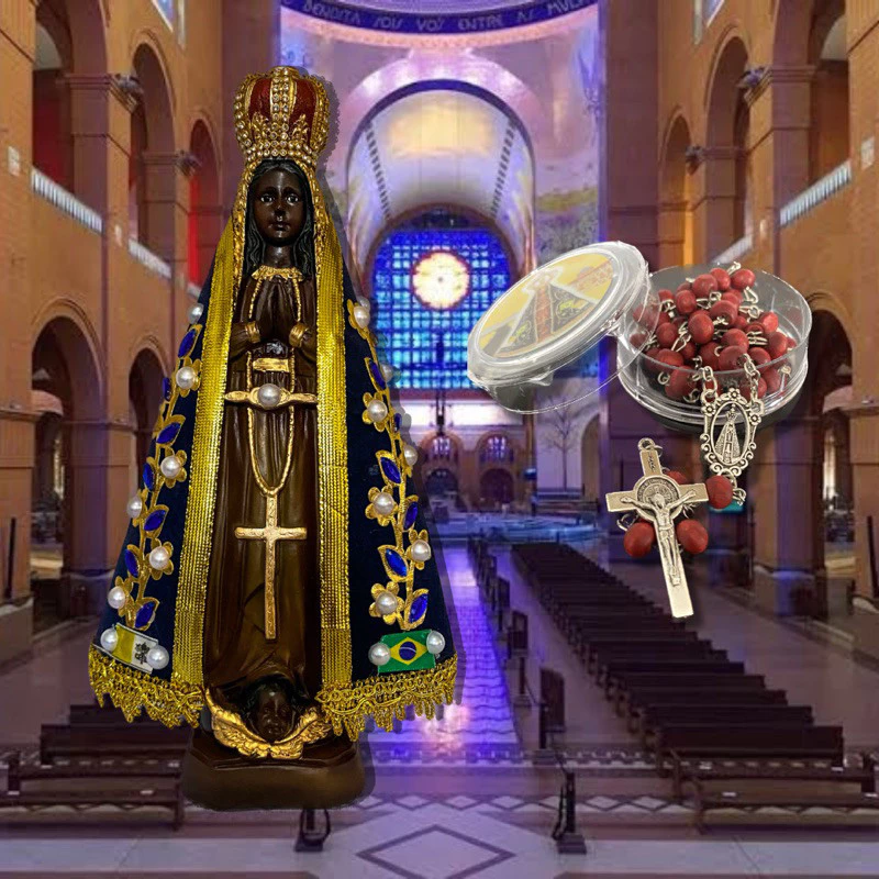 Imagem Nossa Senhora Aparecida 32cm + Terço Perfumado